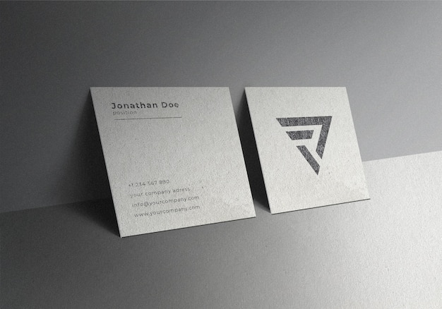 Simple Realistic Square Business Card Mockup