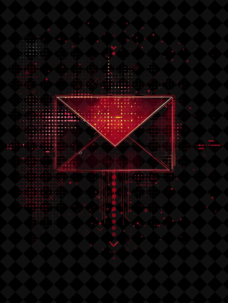 PSD simple red giant 16 bit pixel with envelope and core and geo y2k shape neon color art collections