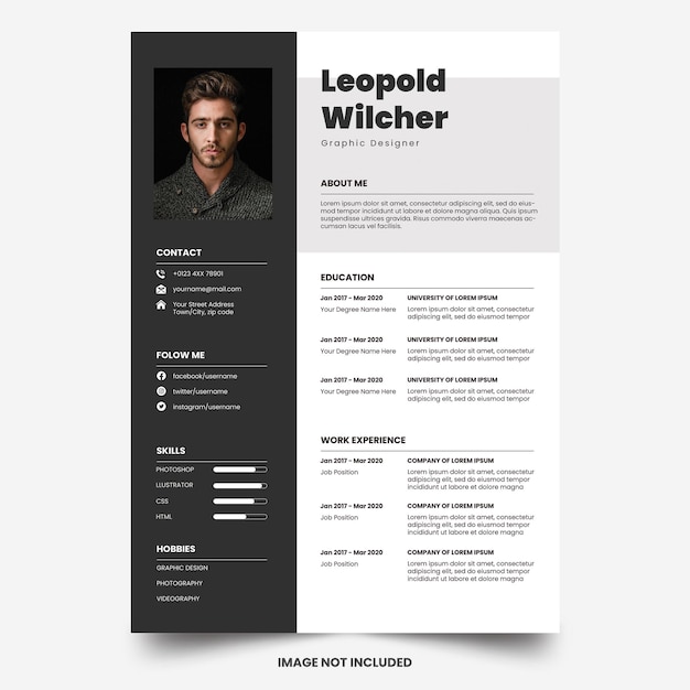 PSD simple resume design editable template