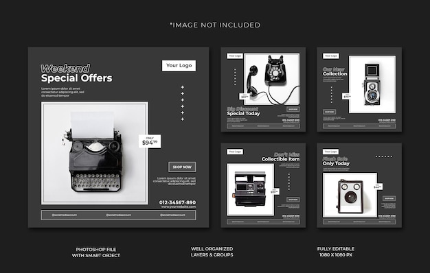 PSD modello di post sui social media in stile retrò semplice