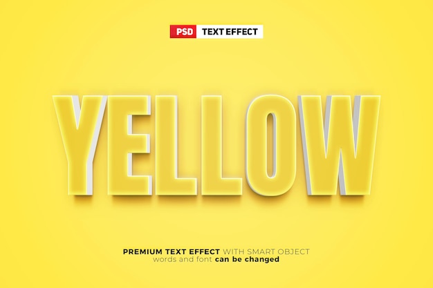 Simple soft yellow 3d editable text effect wall logo mockup