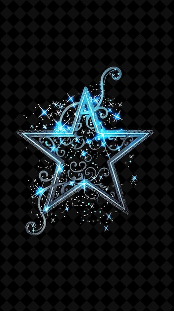 PSD simple star 16 bit pixel con vortici e scintille e polka y2k shape neon color art collections