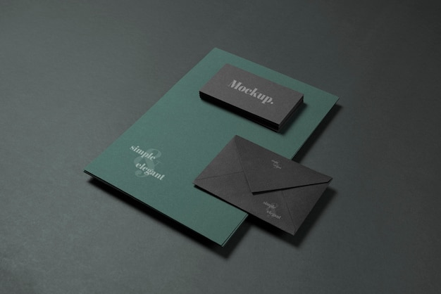 PSD simple stationery mockup top view