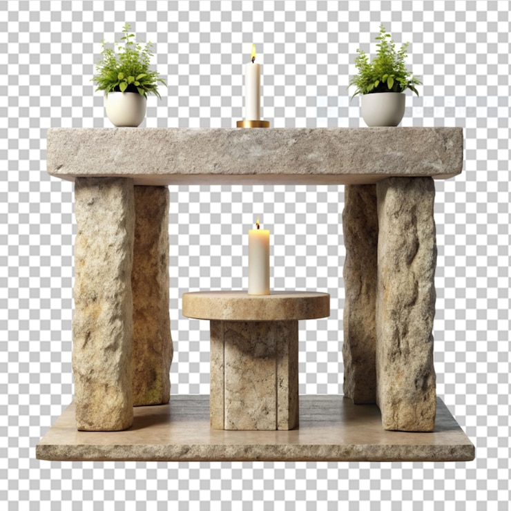 PSD simple stone altar on transparent background
