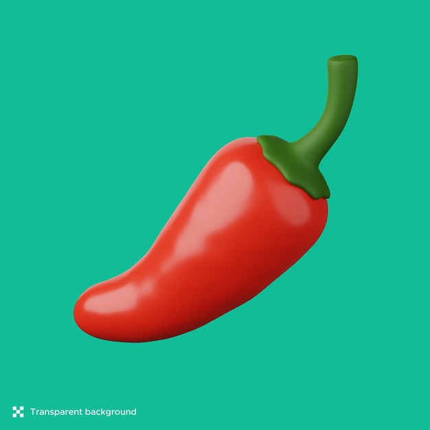 PSD simple style 3d rendering of red chili pepper isolated image