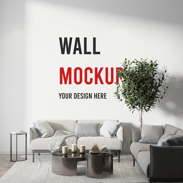 PSD simple and stylish office waiting room wall mockup