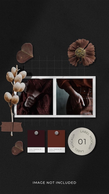 PSD simple stylish photo frame set moodboard mockup