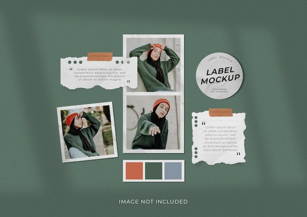 Simple stylish photo frame set moodboard mockup