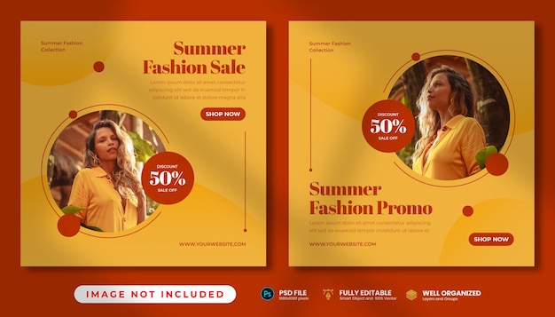 simple summer fashion sale instagram post templates