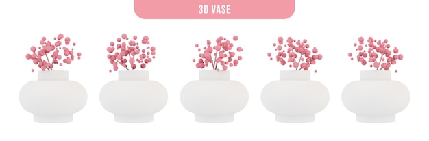 PSD a simple vase with pink flowers