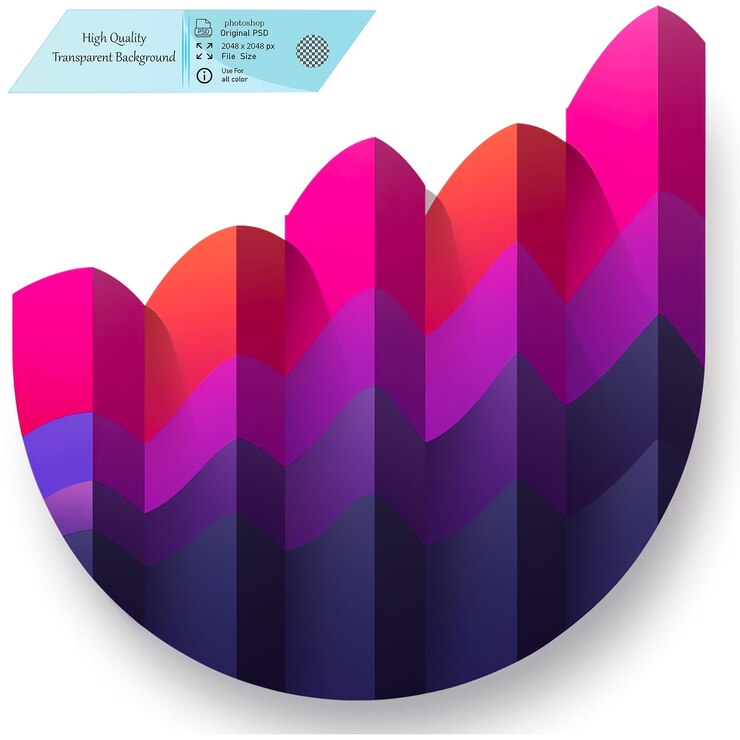 PSD simple vector icon of a graph going up in the style of minimalism on transparent background