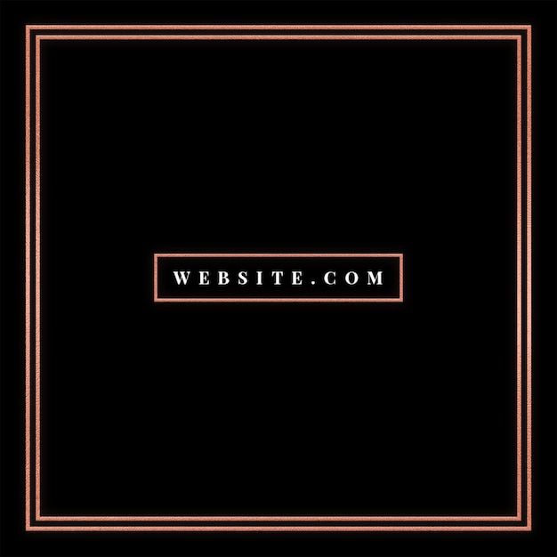 Simple website design with rose gold frame and black background