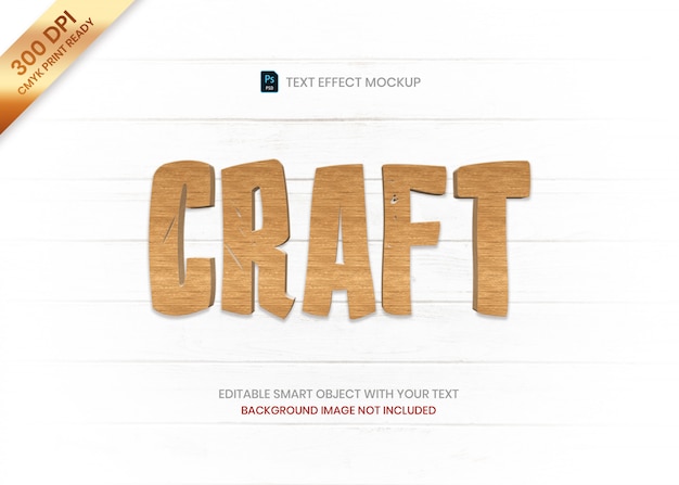 PSD simple wooden 3d logo text effect template