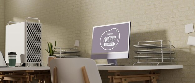 PSD area di lavoro semplice con mockup del dispositivo del computer