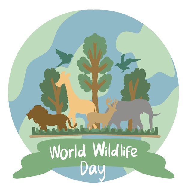 PSD simple world wildlife day illustration