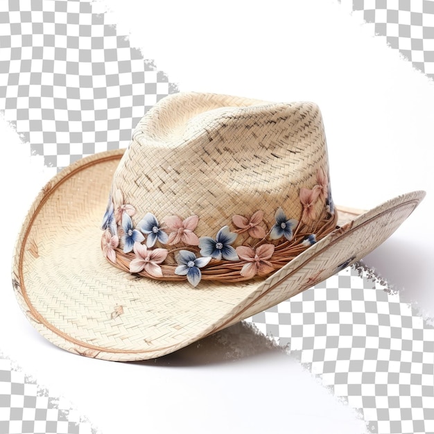 PSD simplicity straw hat for men and women with western cowboy cowgirl style transparent background