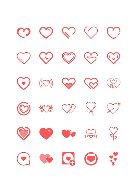 PSD simplified flattened coral heart icon