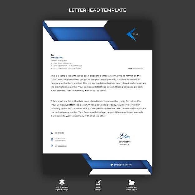 PSD simplistic letterhead premium psd