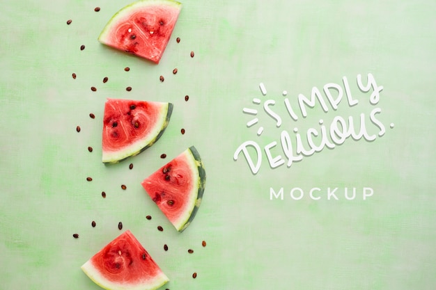 Simply delicious mock-up with slices of watermelon