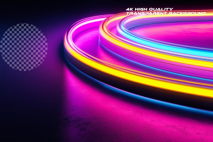 PSD simulate the vibrant allure of neon lights on transparent background