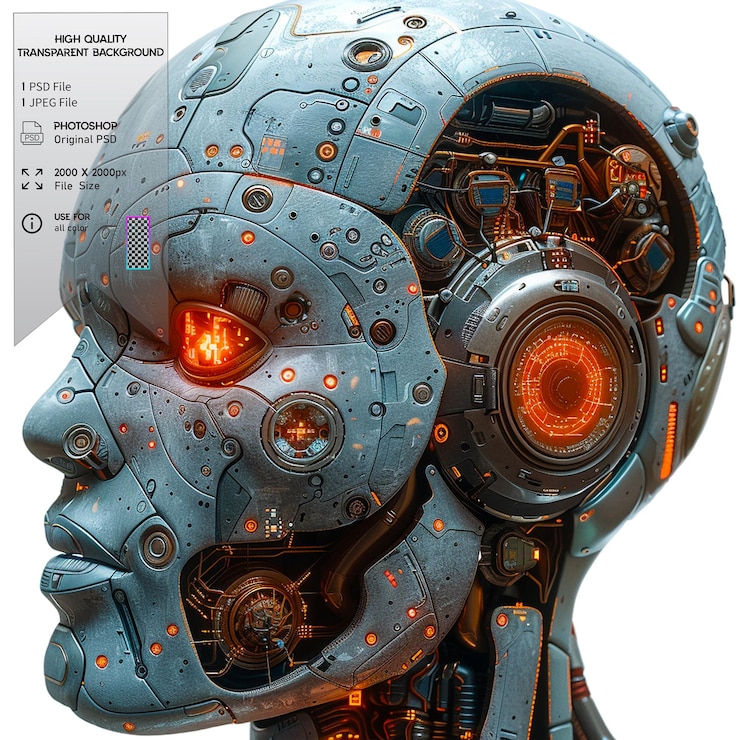 PSD the simulation of human intelligence processes by machines on transparent background