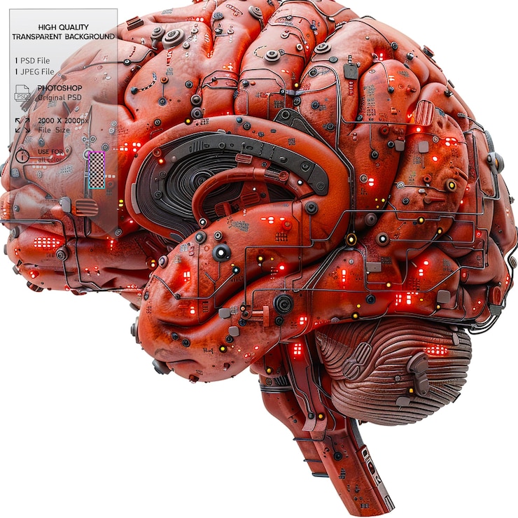 PSD the simulation of human intelligence processes by machines on transparent background
