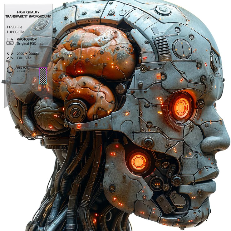 PSD the simulation of human intelligence processes by machines on transparent background