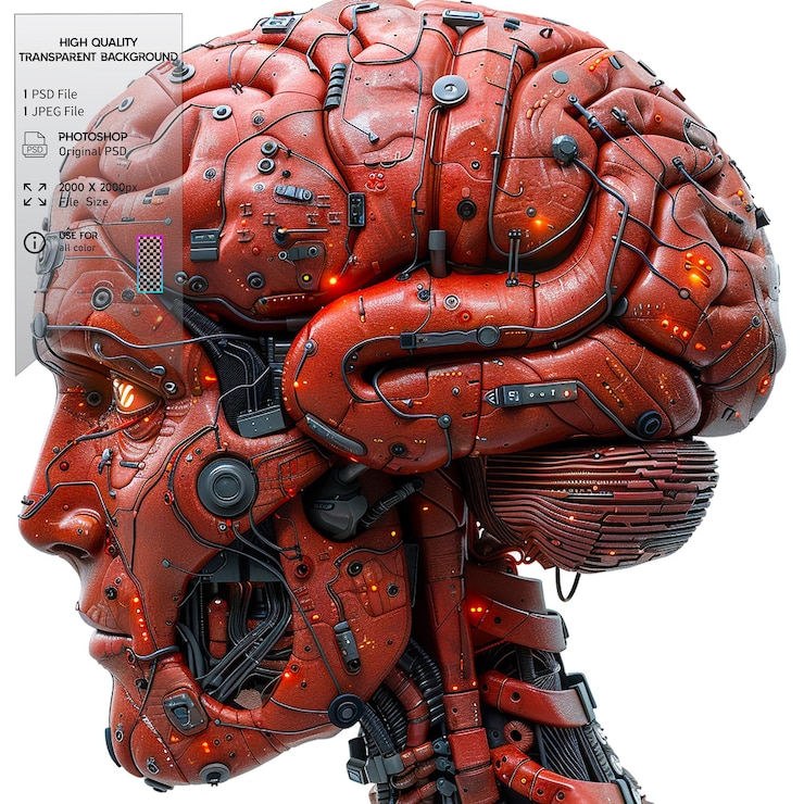 PSD the simulation of human intelligence processes by machines on transparent background
