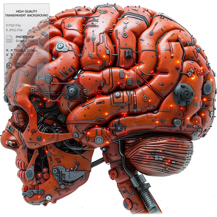 PSD the simulation of human intelligence processes by machines on transparent background