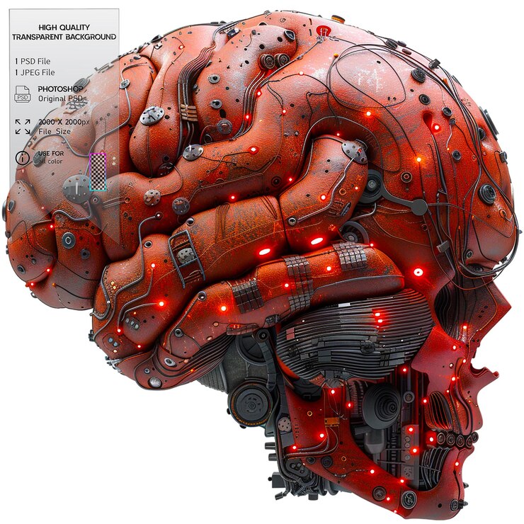 PSD the simulation of human intelligence processes by machines on transparent background