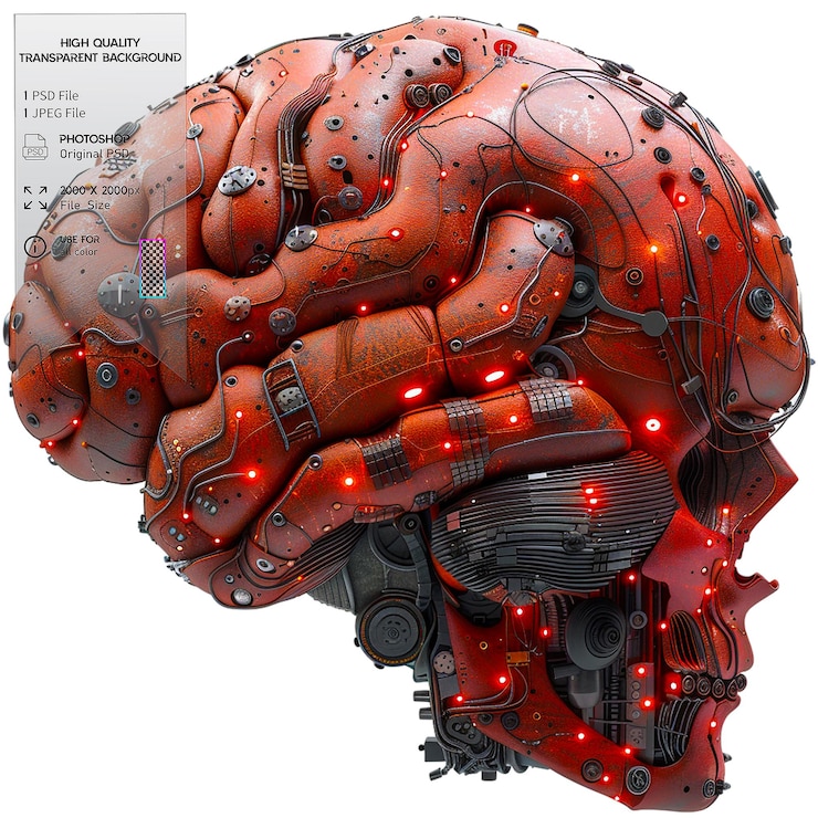 PSD the simulation of human intelligence processes by machines on transparent background