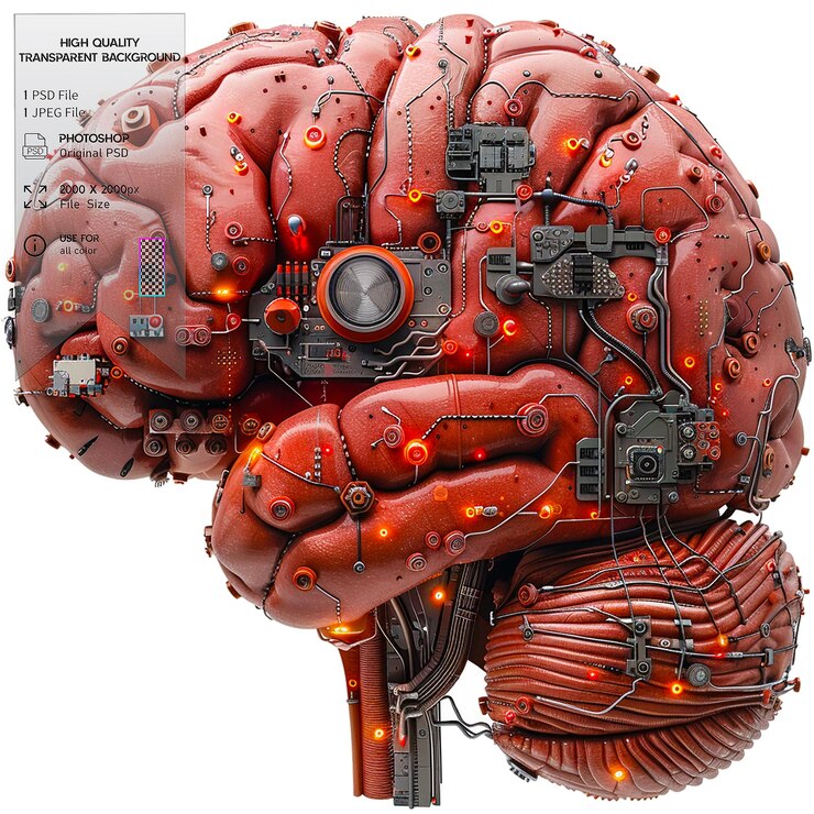 PSD the simulation of human intelligence processes by machines on transparent background