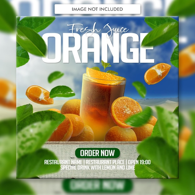 Sinaasappel citroen limoensap eten menu social media poster flyer sjabloon