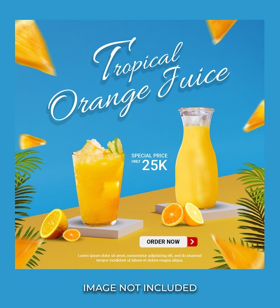 Sinaasappelsap drankje menusjabloon voor social media banner