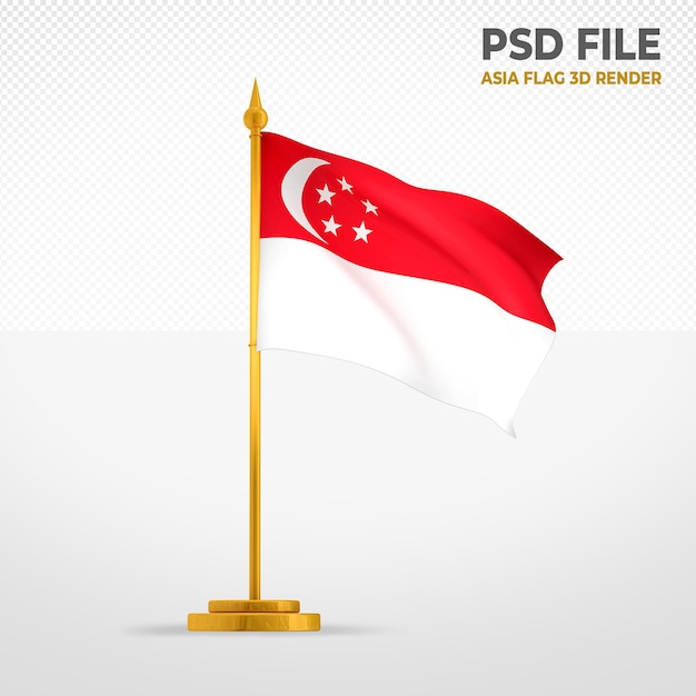 PSD bandiera di singapore in stile 3d