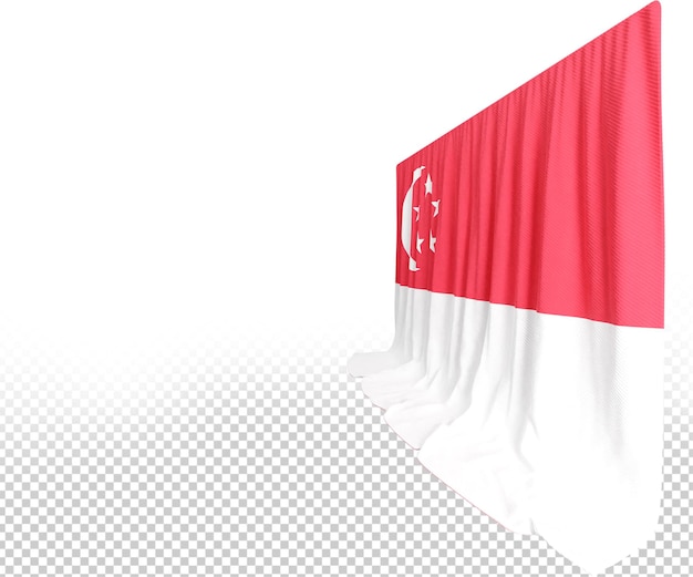 PSD singapore flag curtain in 3d rendering called flag of singapore
