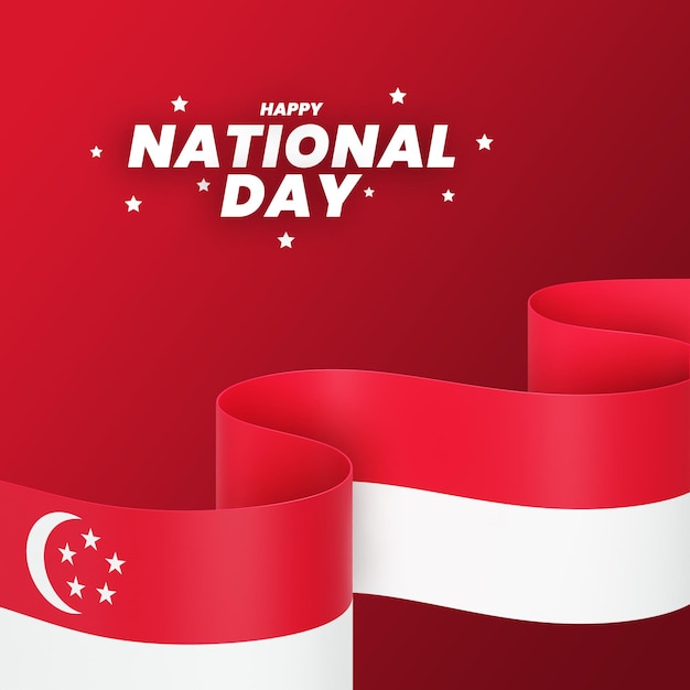 Singapore flag design national independence day banner editable text and background