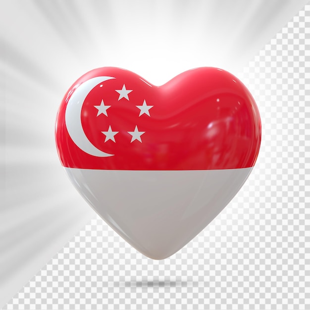 PSD cuore 3d della bandiera di singapore