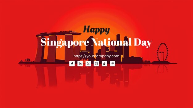 PSD banner illustrativo della skyline di singapore