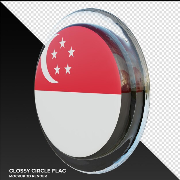 Singapore0002 realistic 3d textured glossy circle flag