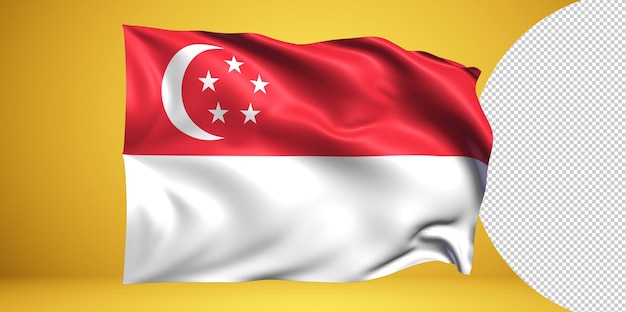 Singapur machająca flaga Realistyczna na przezroczystym PNG