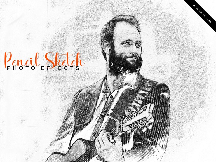 PSD singer person pencil sketch drawing photo effect