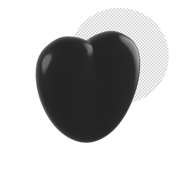 Single black heart on transparent background