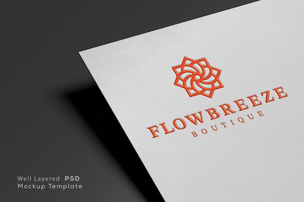 Single business card paper mockup emboss text style