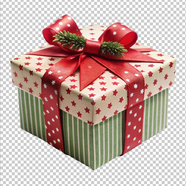 Single Christmas Present Box on a White Background