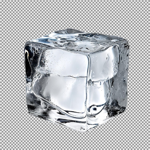 Один кристально чистый кубик льда, изолированный на белом фоне