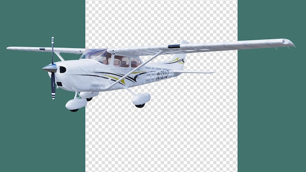 PSD single engine plane in 3d rendering with side view