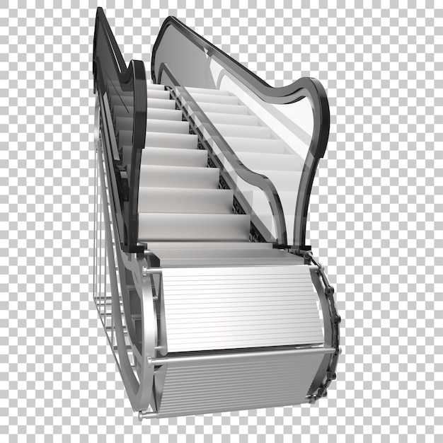 PSD single escalator isolated on transparent background 3d rendering illustration