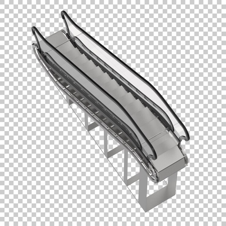 PSD single escalator on transparent background 3d rendering illustration
