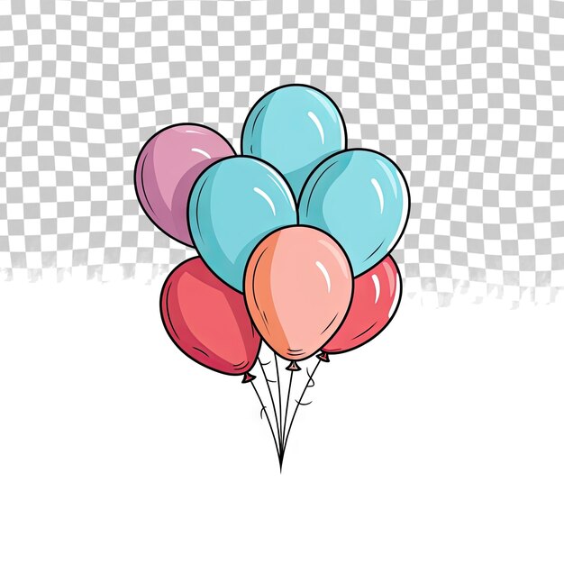 PSD illustrazione di un singolo palloncino disegnato a mano per biglietti di auguri, manifesti, decorazioni e disegni per feste